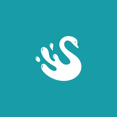 Fototapeta premium Swan Water Logo Design Vector Illustration