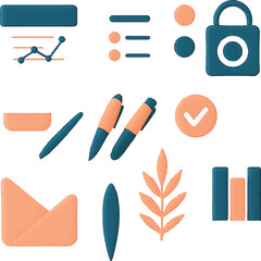 Seamless illustration of a set of different office and school stationery icons