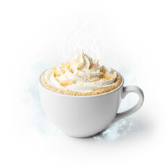 Coconut Cream Latte, Whimsical Watercolor Art for Cozy Winter Decor, Festive Holiday Print and Commercial Use

