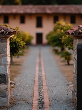 Traditional Italian architecture with rustic villas, courtyards and terraces. Mediterranean interiors with stone walls, wooden details and authentic Tuscan design