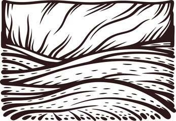 Fototapeta premium Hand drawn engraved illustration of wooden plank with swirling grain pattern and rustic texture