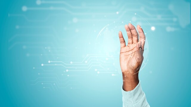 Digital technology desktop wallpaper, businessman reaching for opportunities
