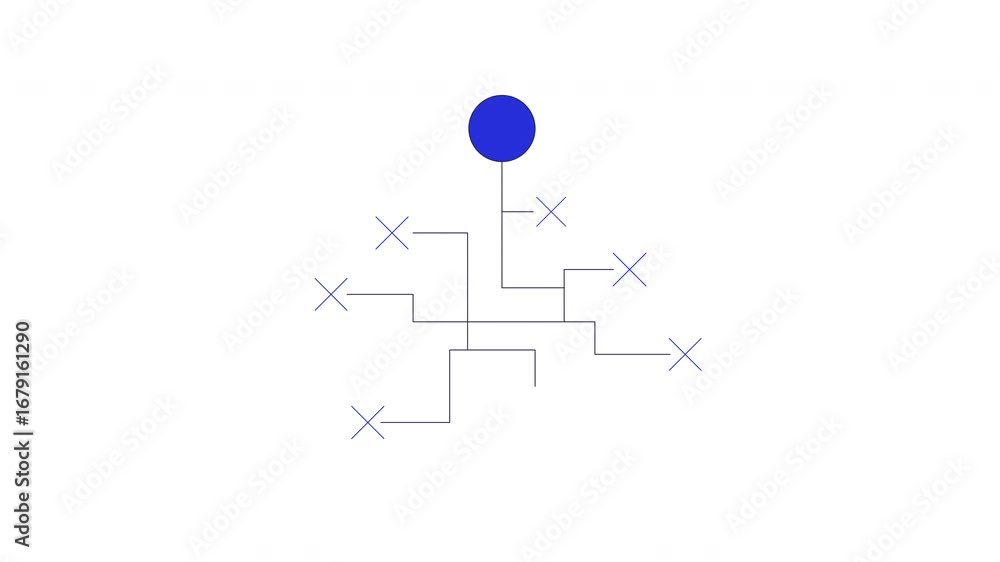 Poster decision path diagram with check mark 2d cartoon object animation. branching decision tree with appr