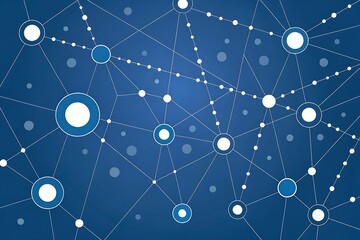 Digital Network Connections with Blue Nodes and Lines on Dark Blue Background technology data