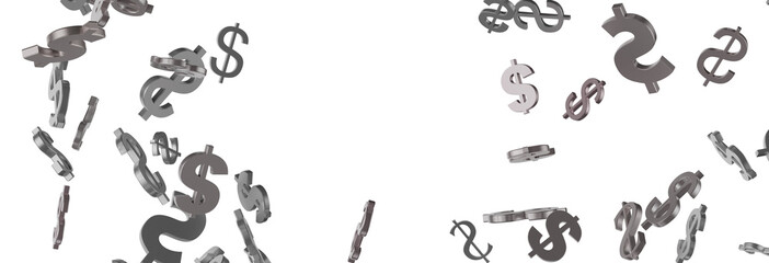 US Dollar sign symbols 3d close up