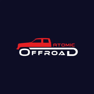 Atomic Offroad - Red Truck Logo Design.