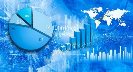 Analyze global market trends and growth with this dynamic blue business data visualization chart