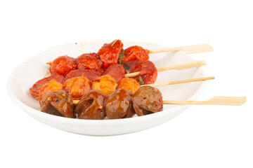 Thai Meatballs on White Plate with White Background