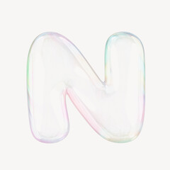 N letter, 3D transparent holographic bubble
