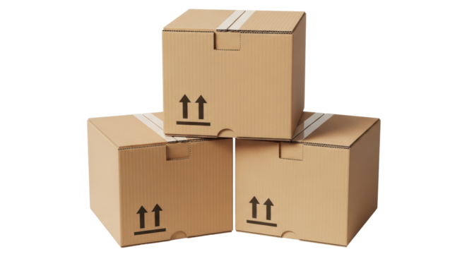 Isolated Stack of Cardboard Boxes