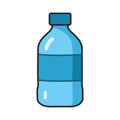 Illustration Vector Graphic Cartoon of a Blue Plastic Water Bottle