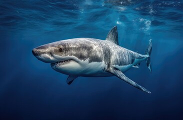Naklejka premium Great white shark underwater (2)