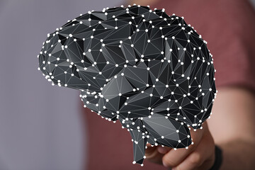 Digital brain illustration.  AI, neural networks, technology concept.