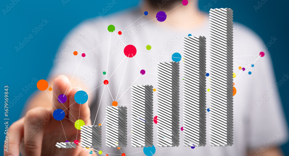 Poster interactive chart showing upward trend. ideal for presentations on success, progress, and data analy