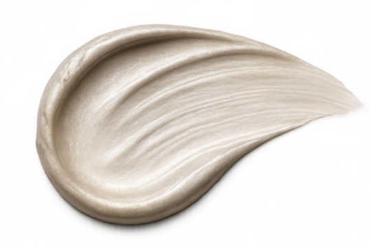 Smearing pearlescent cream on a transparent background, creating an elegant touch for beauty and cosmetics projects with a luxurious feel