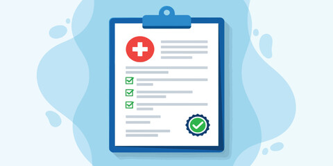 Medical document with checklist and checkmark