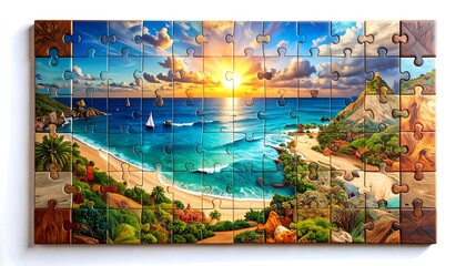 Jigsaw puzzle of tropical beach sunset