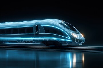Obraz premium Futuristic train on dark background