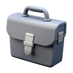 3D isometric simple work bag with visible documents on white background.