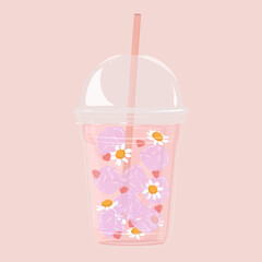 Chamomile iced tea, aesthetic beverage illustration