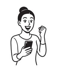 Vector Illustration of Happy Smiling Woman Face Expression.
