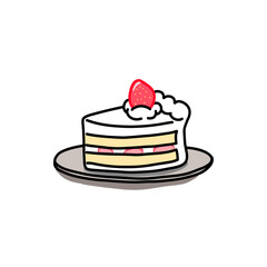 シンプルないちごのショートケーキのイラスト