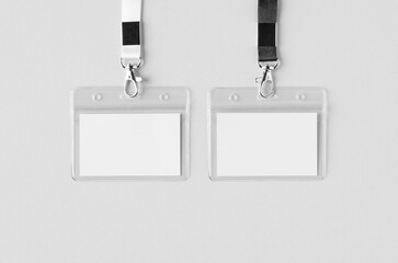 ID Card holder mockup with lanyard, horizontal