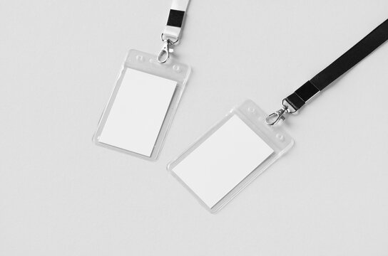 ID Card holder mockup with lanyard, vertical