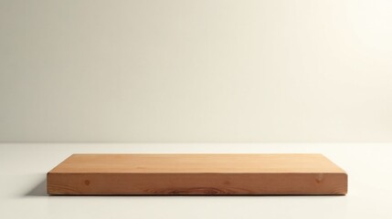 A Simple Wooden Platform for Product Display or Presentation Against a Neutral Background