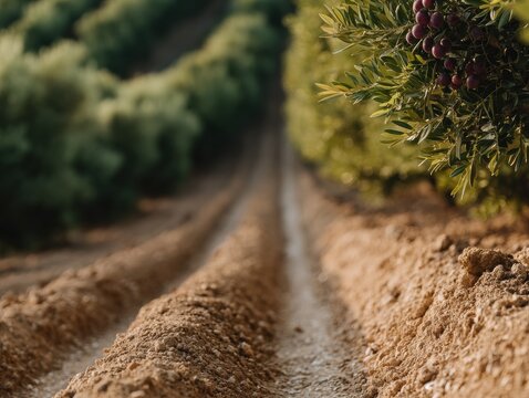 Close-up details of Tuscan nature with branches, leaves and plants. Rustic Mediterranean textures of grass, trees and vineyards in natural light