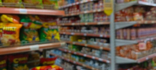 Blurred shopping in the supermarket