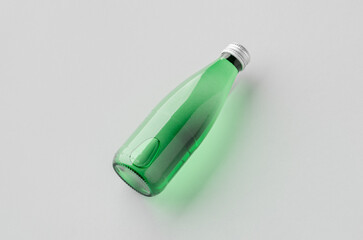 Small water bottle mockup, green glass