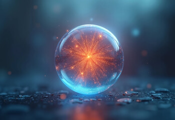 Blue and Orange Glowing Ball on Soft Background