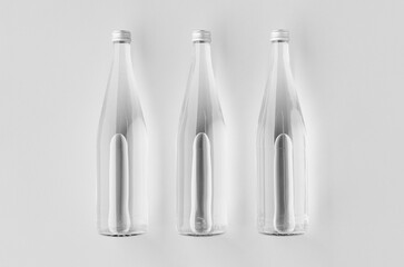 Water bottle mockup, clear glass