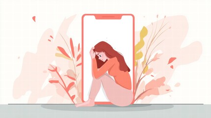 Young adult overwhelmed by constant phone notifications and social media pressure