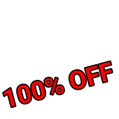100%オフを強調する赤文字セールデザイン