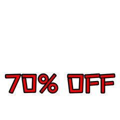70%オフを強調する赤文字セールデザイン