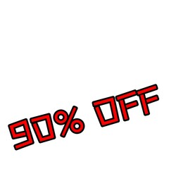90%オフを強調する赤文字セールデザイン