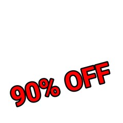 90%オフを強調する赤文字セールデザイン