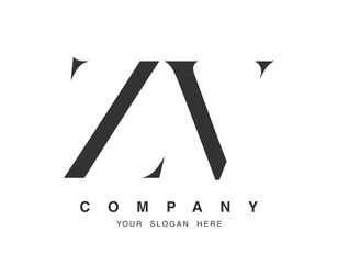 ZV logo design. Initial letter z and v serif font style. Creative classic company name typography. Trendy logotype or identity.