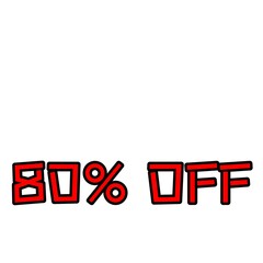 80%オフを強調する赤文字セールデザイン
