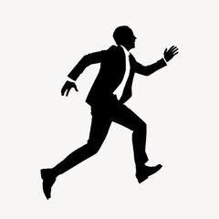 Businessman silhouette, running towards goal gesture