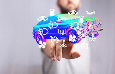 Modern car technology, digital dashboard, auto repair, maintenance, diagnostics, service.