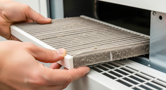 Dirty Air Filter Removal for HVAC System Maintenance