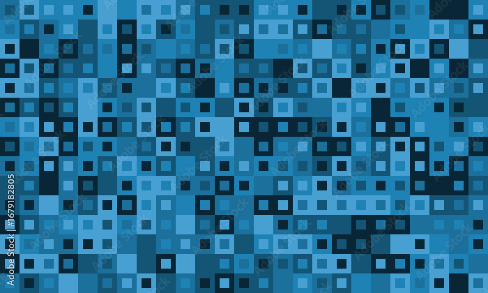 Poster abstract blue square pixel mosaic pattern. ideal for tech, data visualization, or modern design back