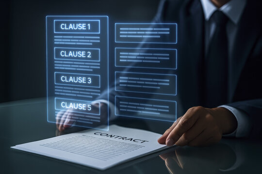 Contract clauses and business agreements bring law and validation alive through futuristic technology