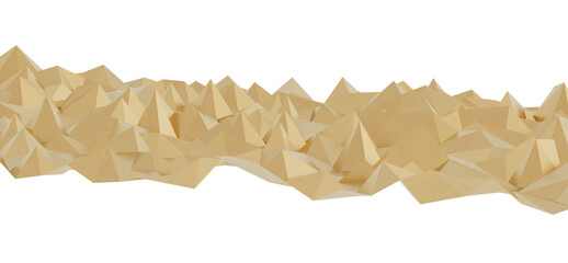 3D render of abstract gold geometric shapes resembling a mountain range. Perfect for backgrounds,...
