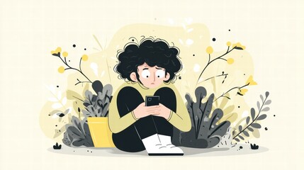 Young adult overwhelmed by constant phone notifications and social media pressure