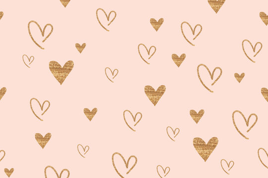 Gold heart pattern background design with copy space
