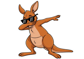 Cool kangaroo dabbing isolated on transparent background